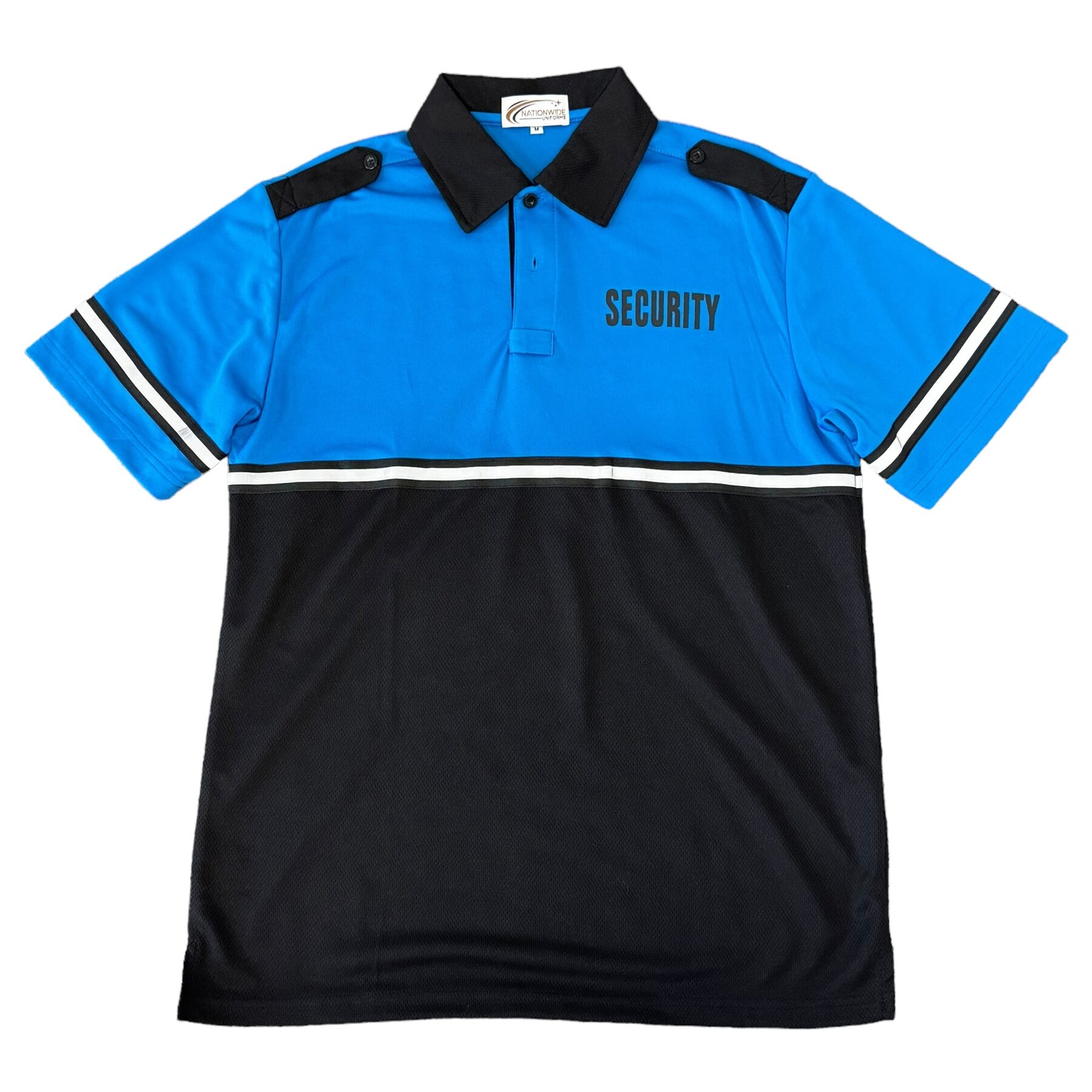 Blueblack Two Tone Security Bike Patrol Polo Shirt, Security Id Frontback – Short Sleeve2